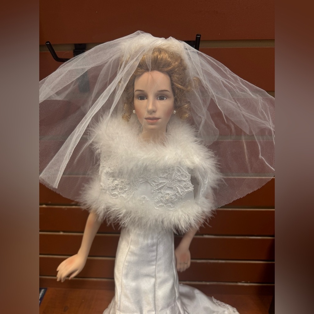 White Bridal Doll with Veil and Lace - Picture 3 of 13